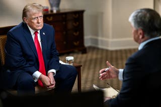 President Donald Trump sits down for an interview with Fox News' Sean Hannity that aired Thursday night
